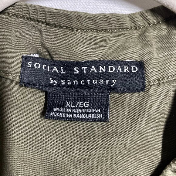 Social Standard By Sanctuary Womens Olive Tencel Safari Utility Jacket Size XL - Picture 4 of 9